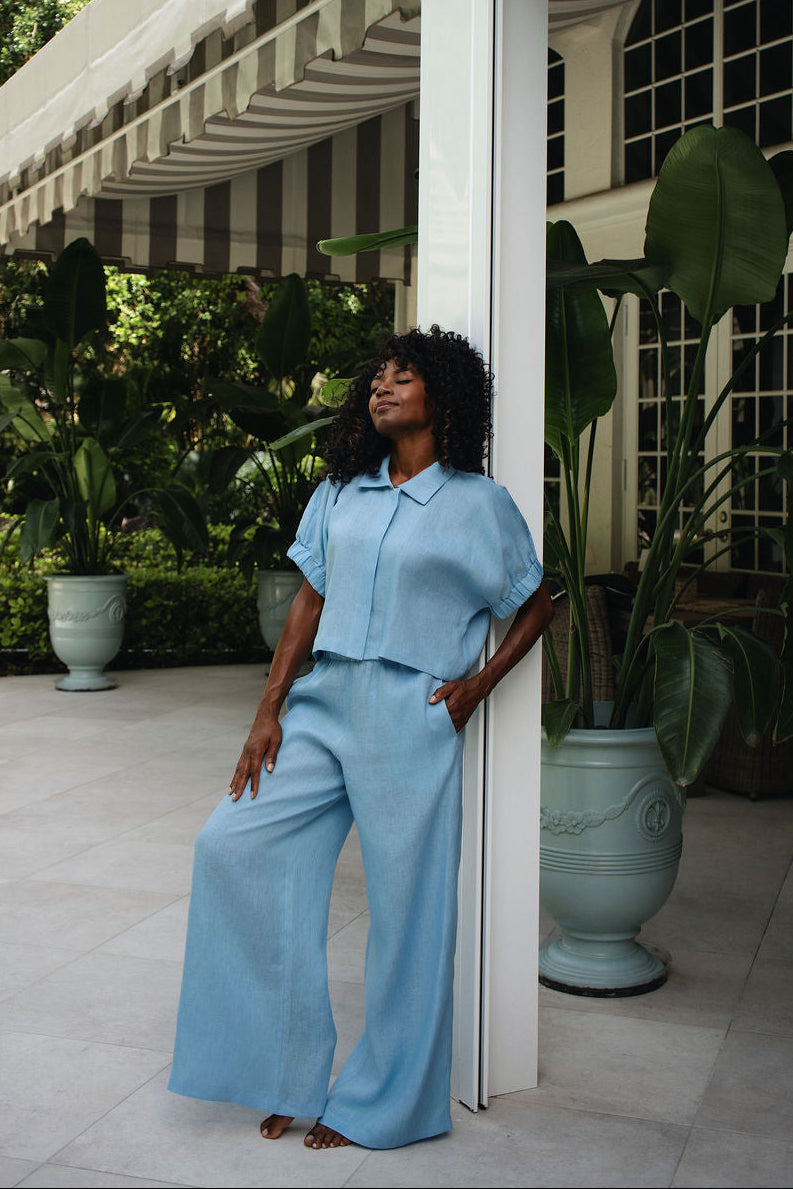 Linen Wide Leg Pants - Chambray – PLANET by Lauren G