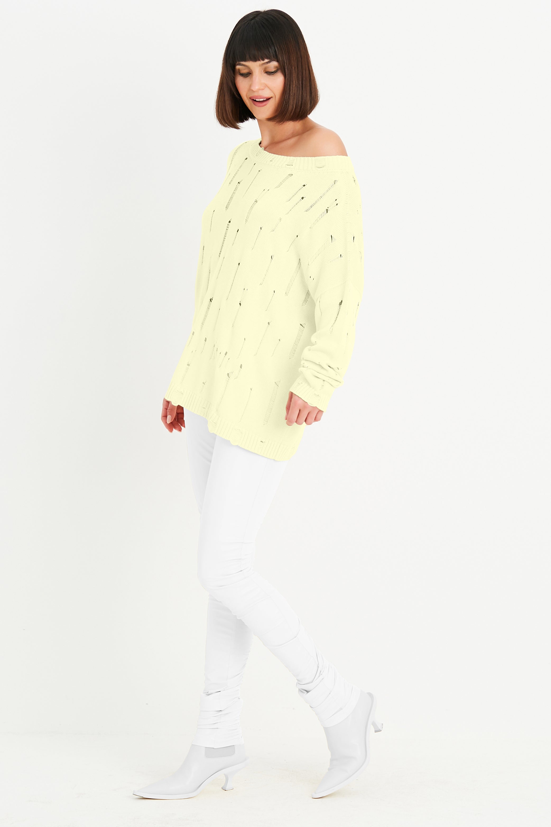 Planet Pima Cotton Fisherman Boatneck Fishnet Sweater