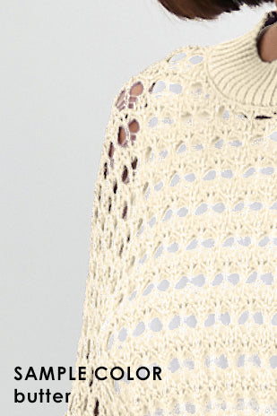 Pima Cotton Hamptons Crewneck Crochet Sweater