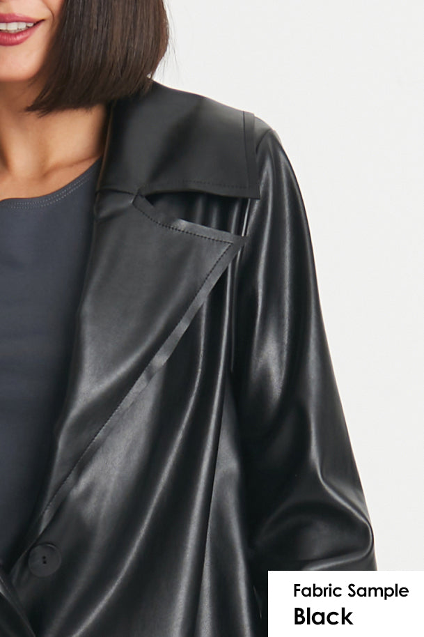 Vegan Leather Triple Collar Jacket