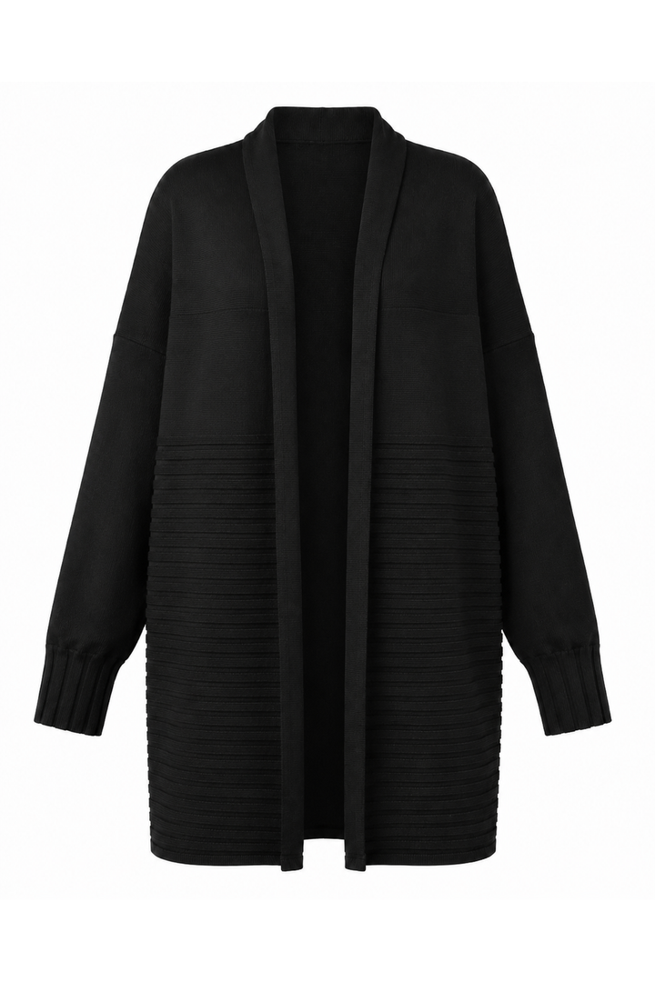 Pima Cotton Upside Down Cardi - Black