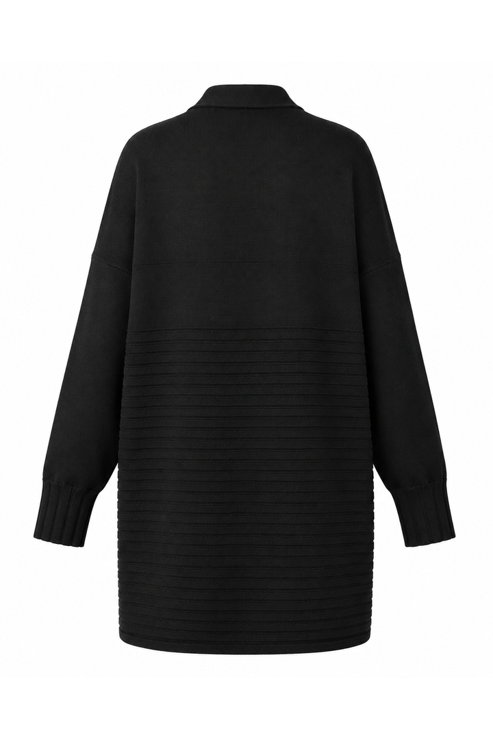 Pima Cotton Upside Down Cardi - Black