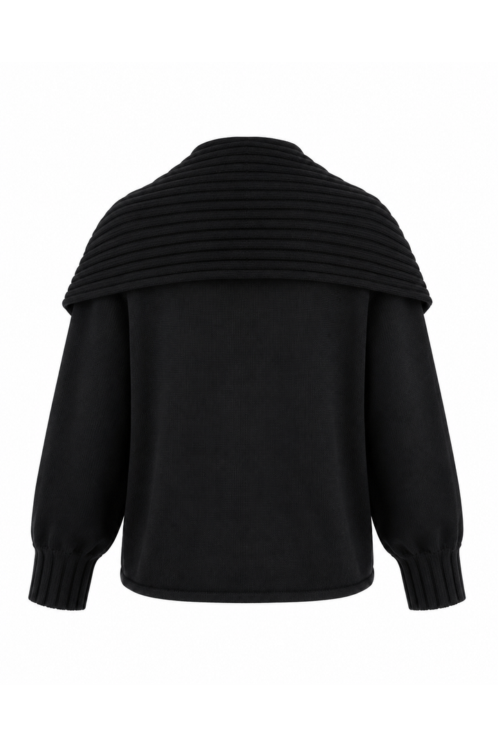 Pima Cotton Upside Down Cardi - Black