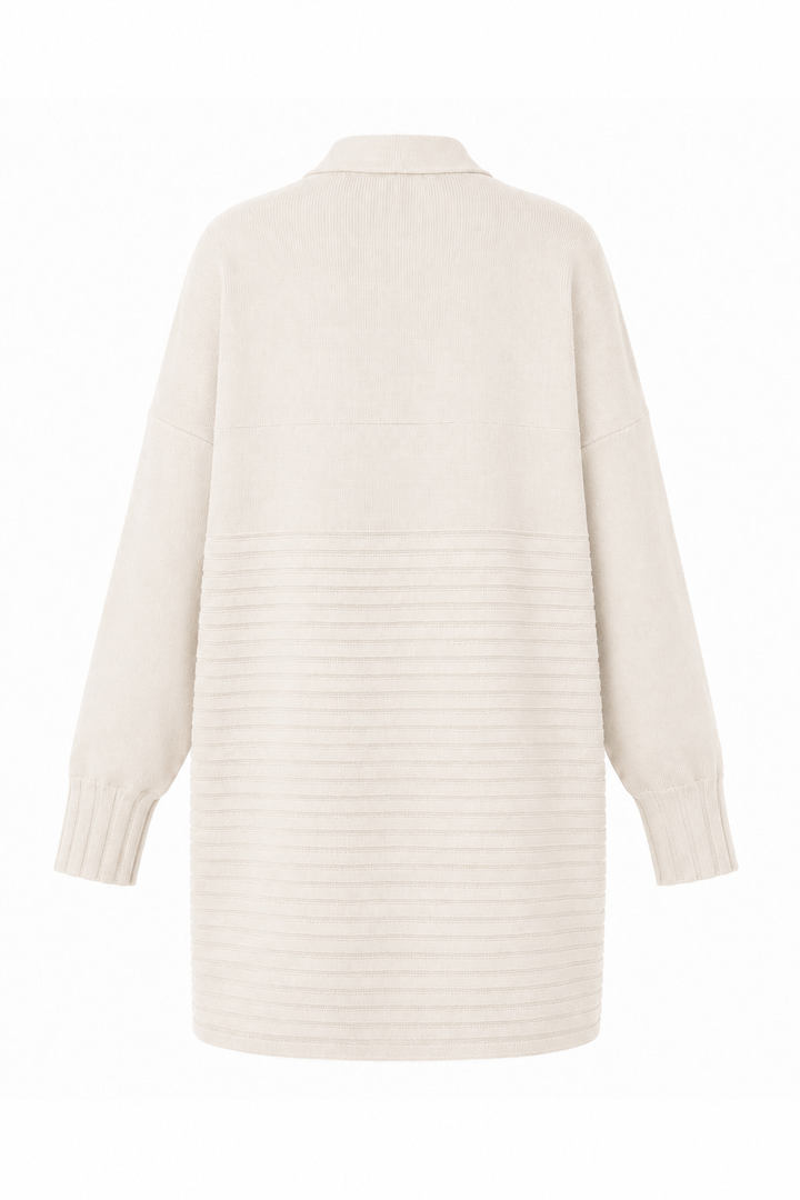Pima Cotton Upside Down Cardi Sweater - Stone