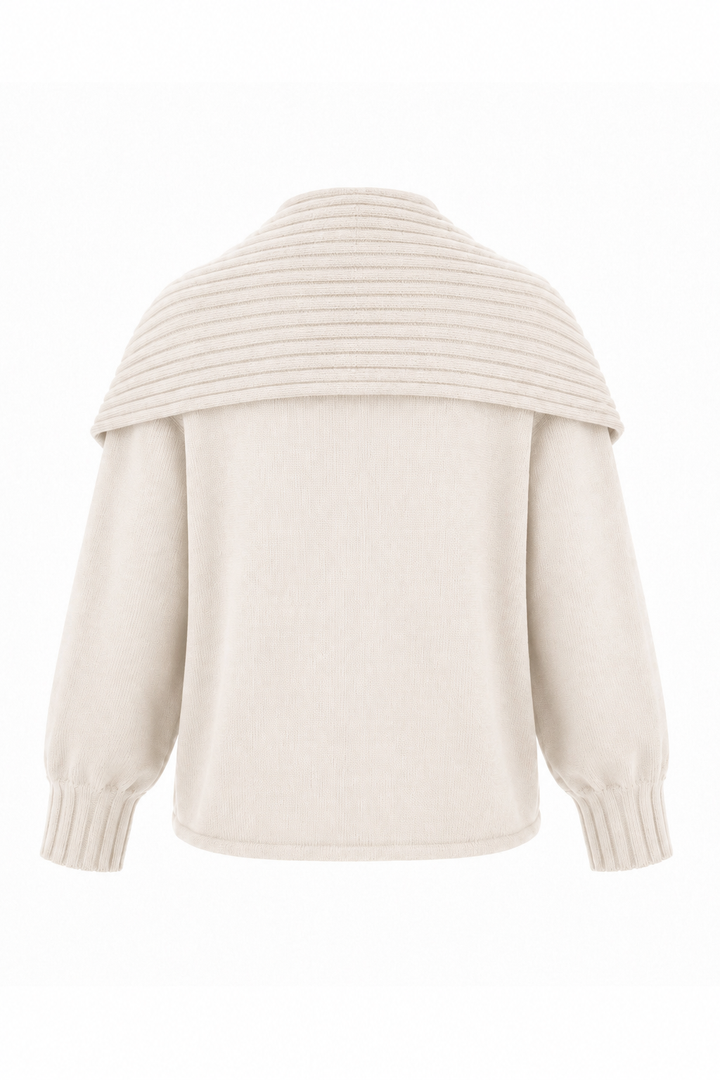 Pima Cotton Upside Down Cardi Sweater - Stone
