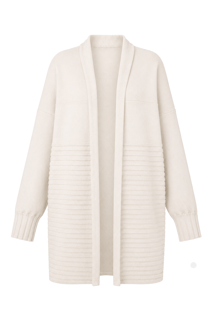 Pima Cotton Upside Down Cardi Sweater - Stone