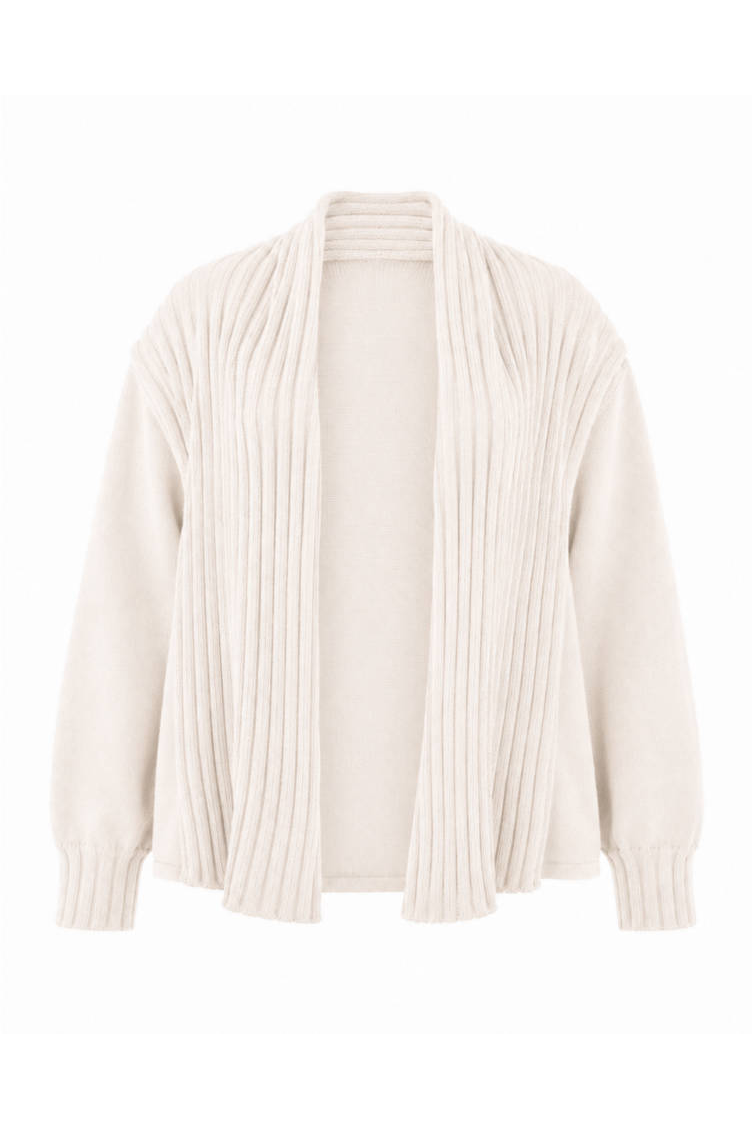 Pima Cotton Upside Down Cardi Sweater - Stone