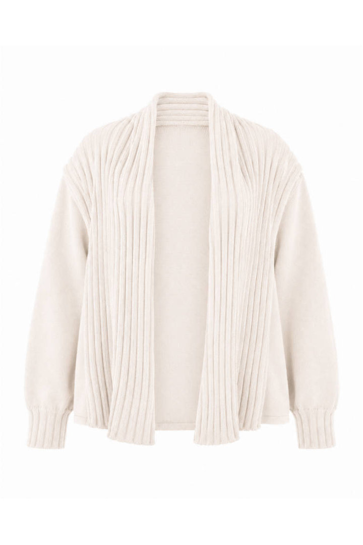 Pima Cotton Upside Down Cardi Sweater - Stone