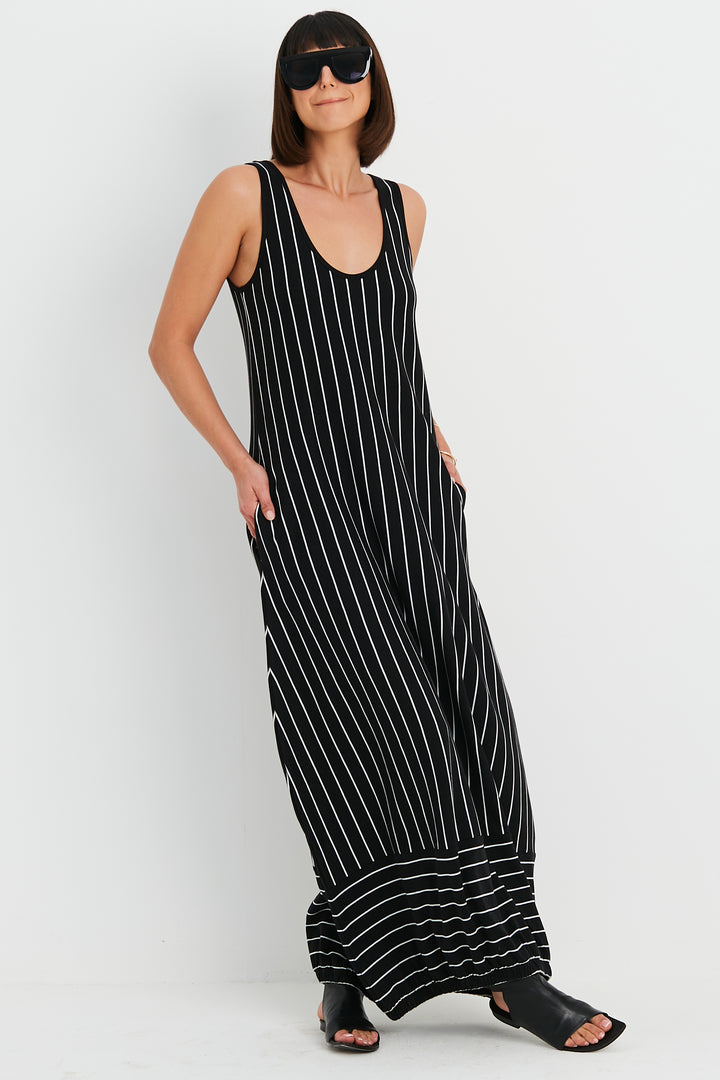 Pima Cotton Striped Lantern Dress