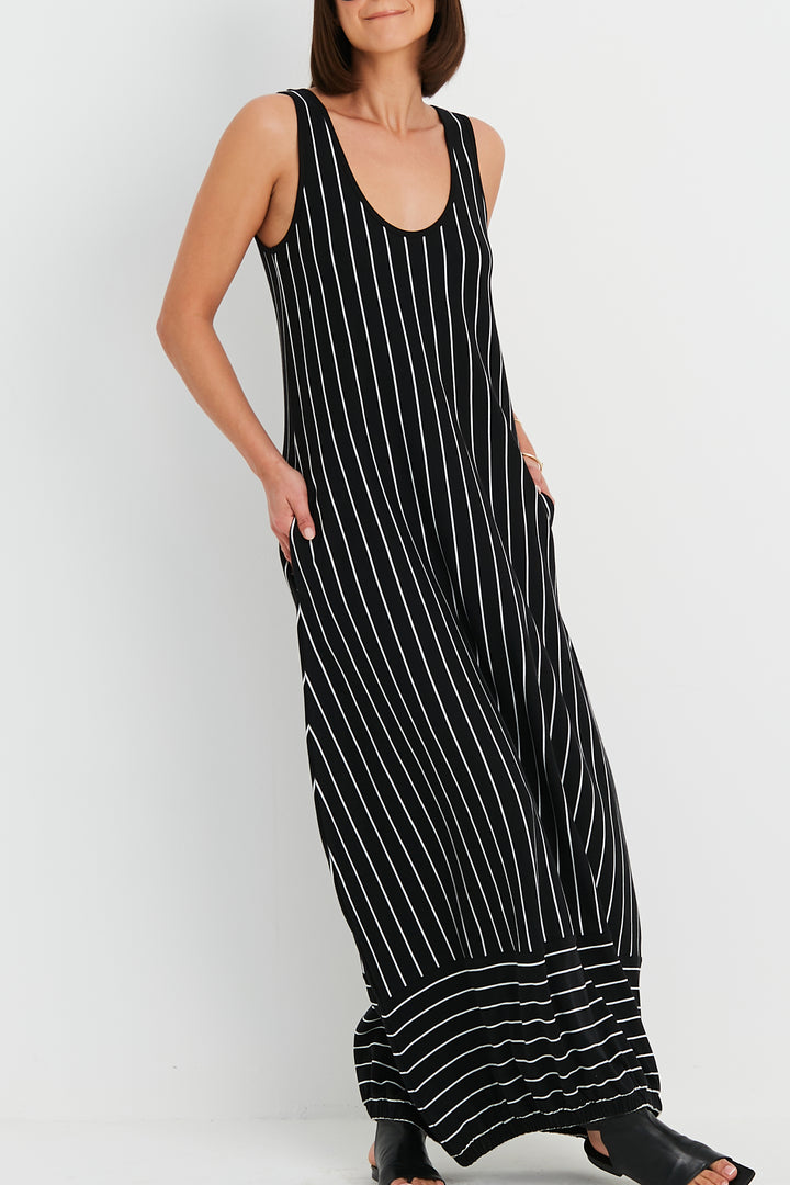 Pima Cotton Striped Lantern Dress