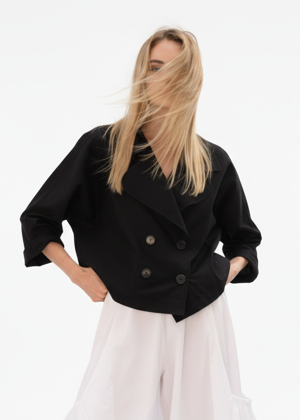 Nylon Cropped Sailor Jacket