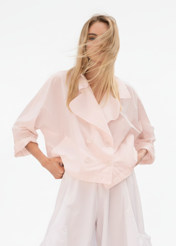 Nylon Cropped Sailor Jacket