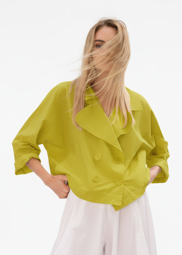 Nylon Cropped Sailor Jacket