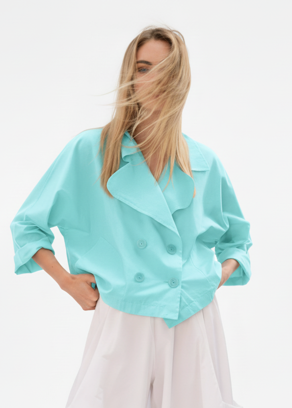 Nylon Cropped Sailor Jacket