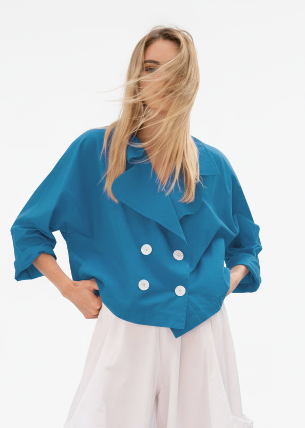 Nylon Cropped Sailor Jacket