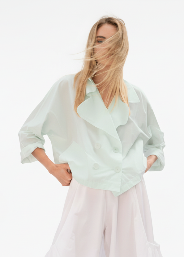 Nylon Cropped Sailor Jacket