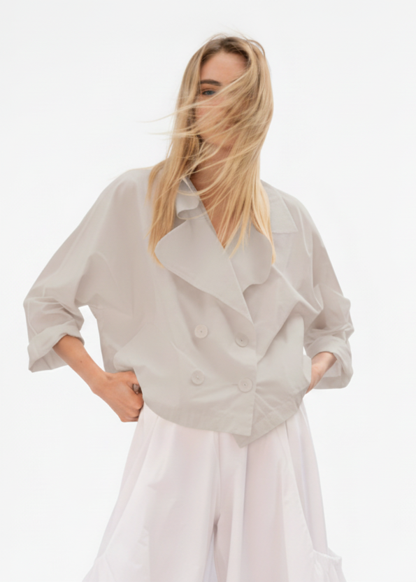 Nylon Cropped Sailor Jacket