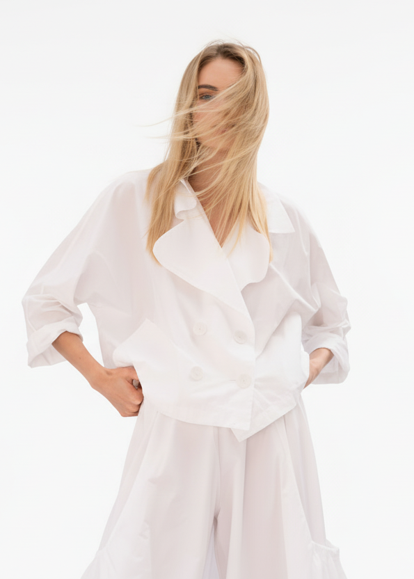 Nylon Cropped Sailor Jacket