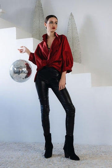 Holiday Vegan Leather Sexy Leggings
