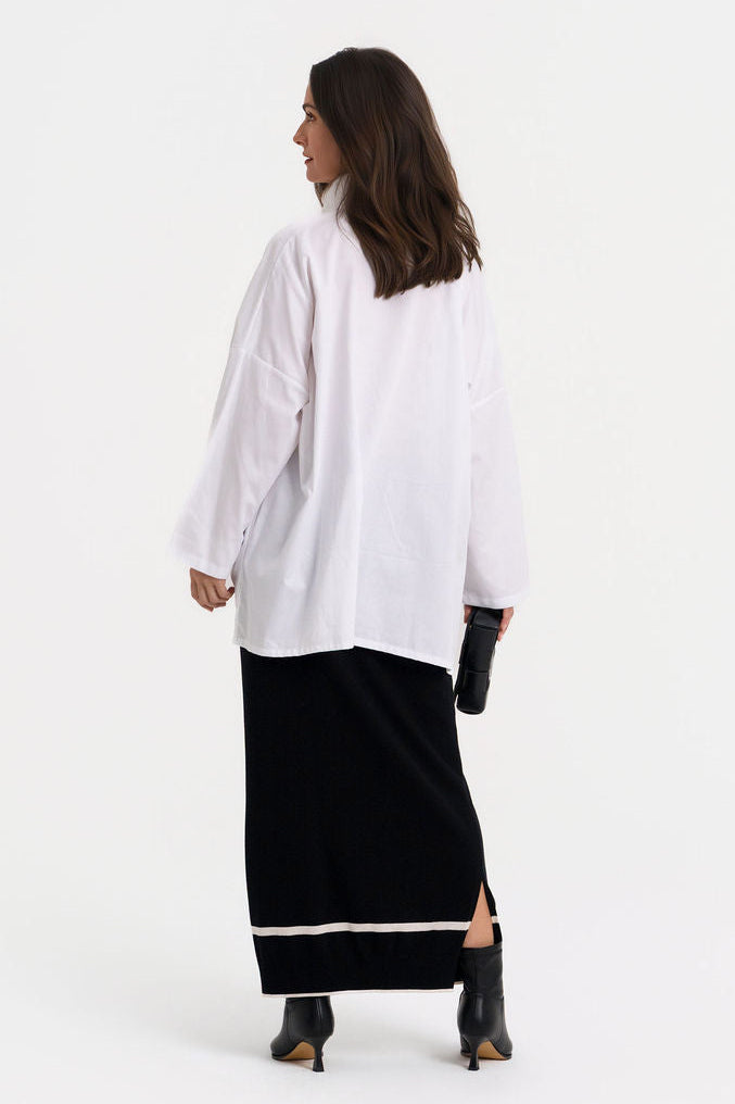 Pima Cotton Borderline Skirt - Black/Vanilla