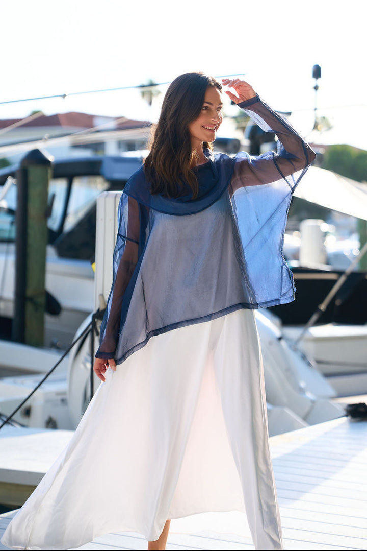 Organza Cowl Neck Top - Midnight