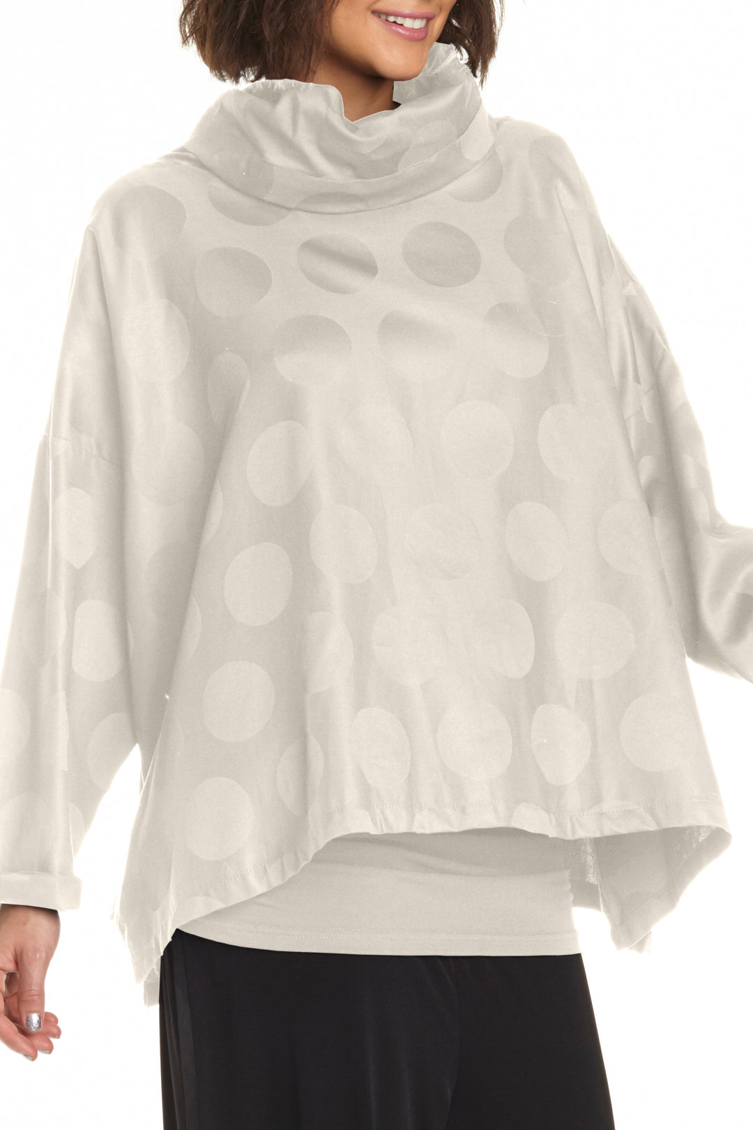 Cotton Jacquard Cowl Neck Top