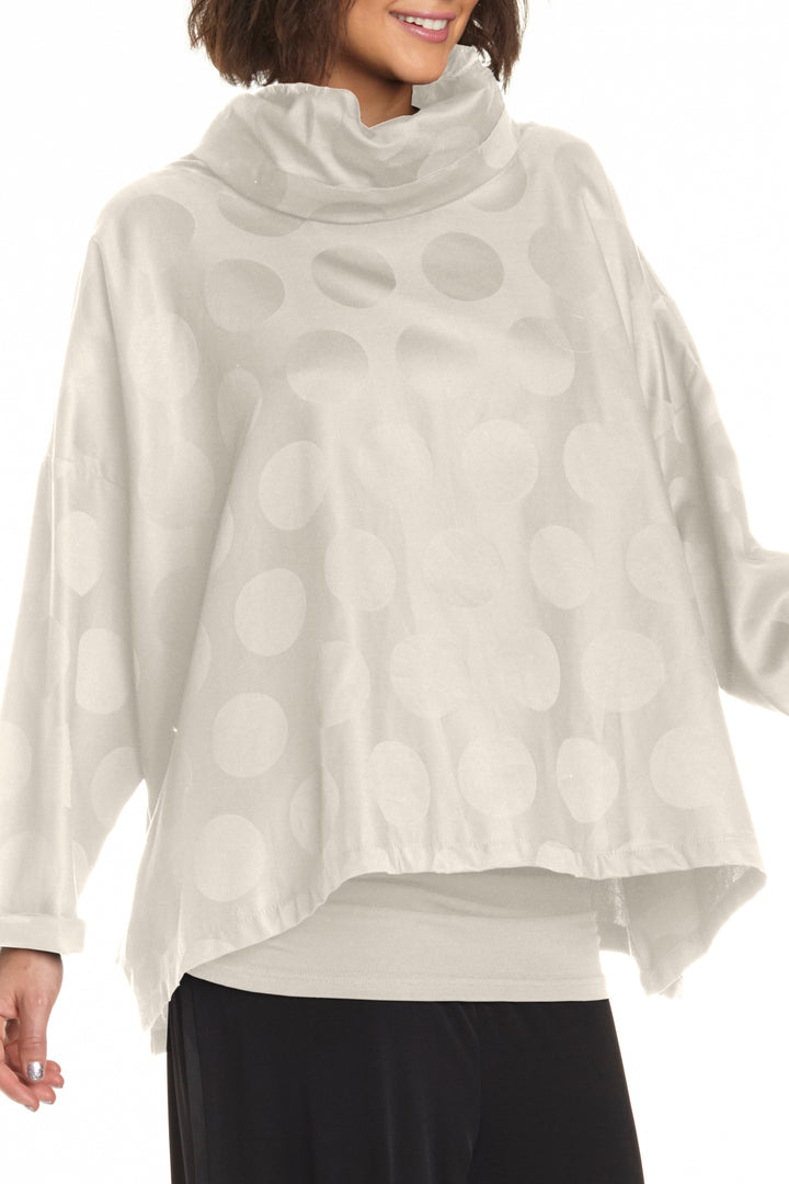 Cotton Jacquard Cowl Neck Top