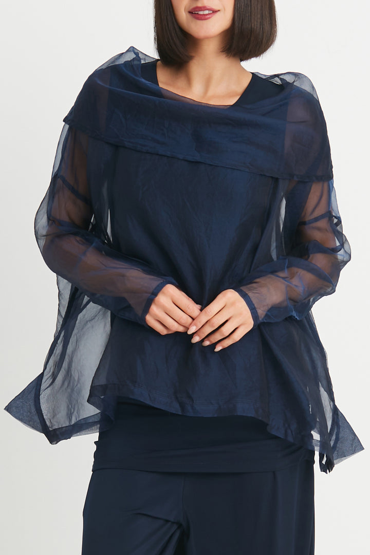 Organza Cowl Neck Top