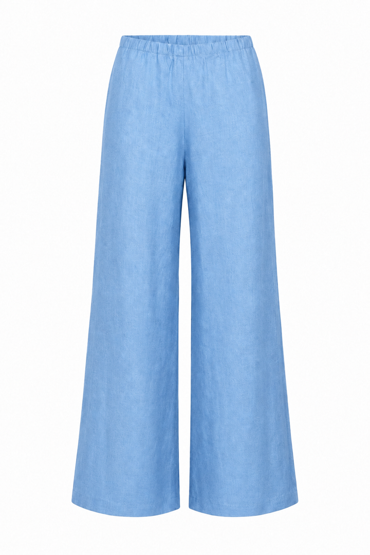 Linen Wide Leg Pants - Chambray