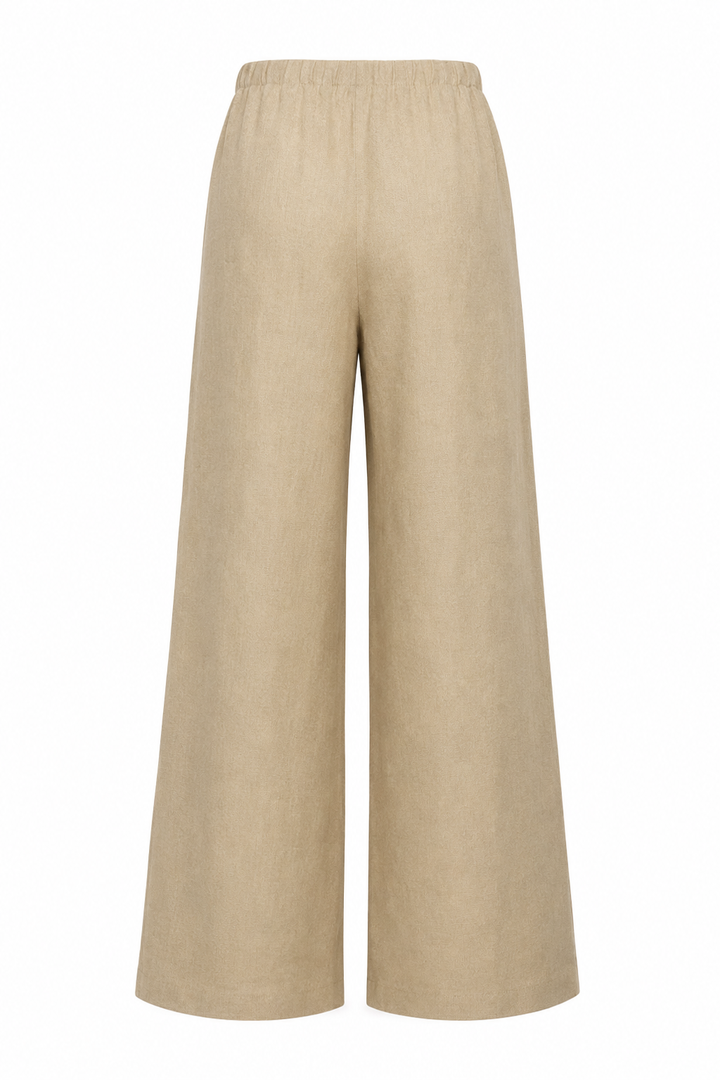 Linen Wide Leg Pants - Fawn