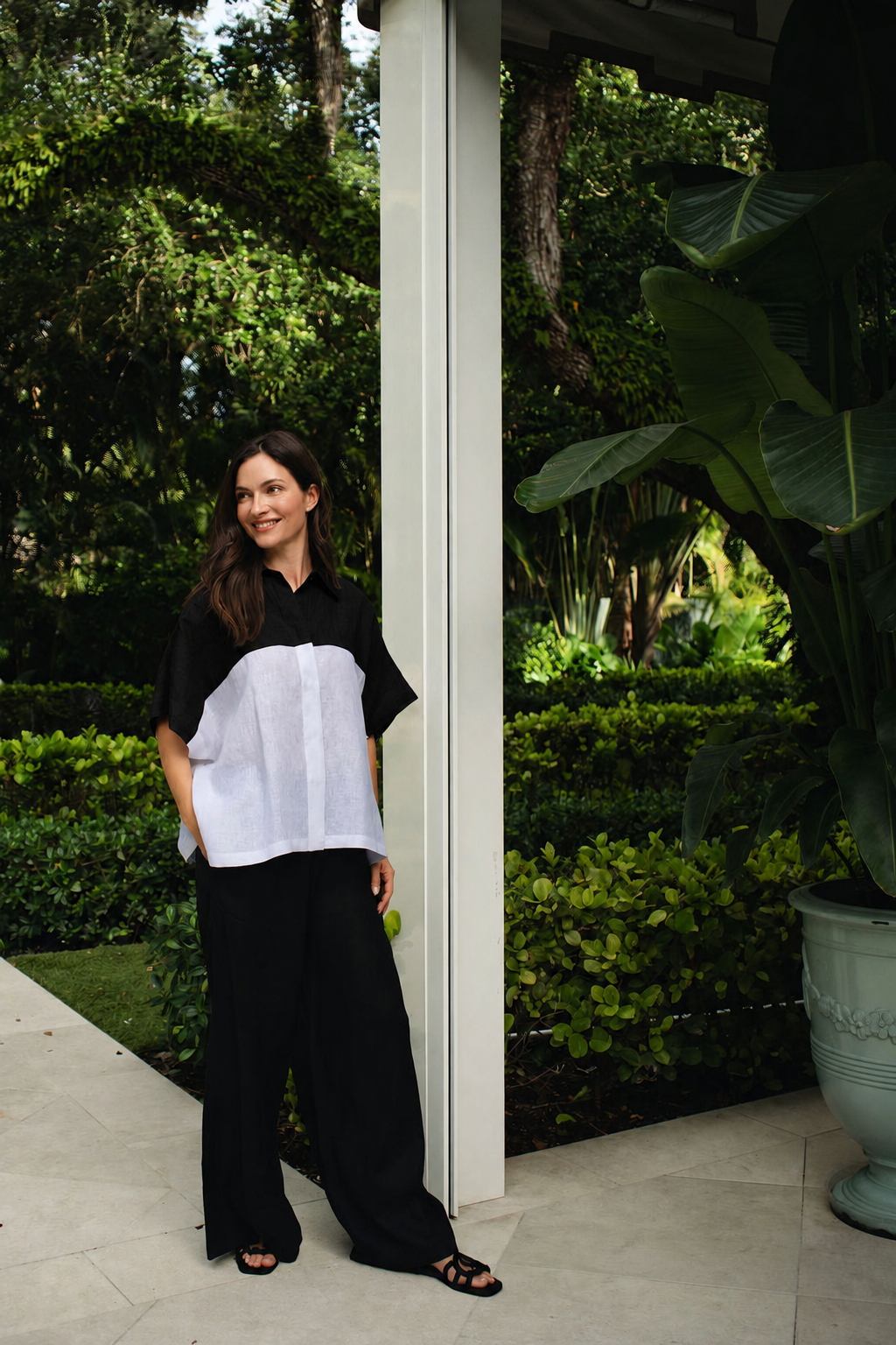 Linen Wide Leg Pants - Black