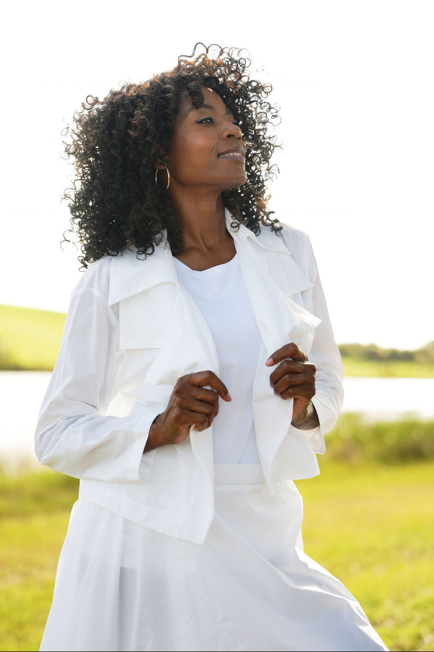 Nylon Triple Collar Jacket - White