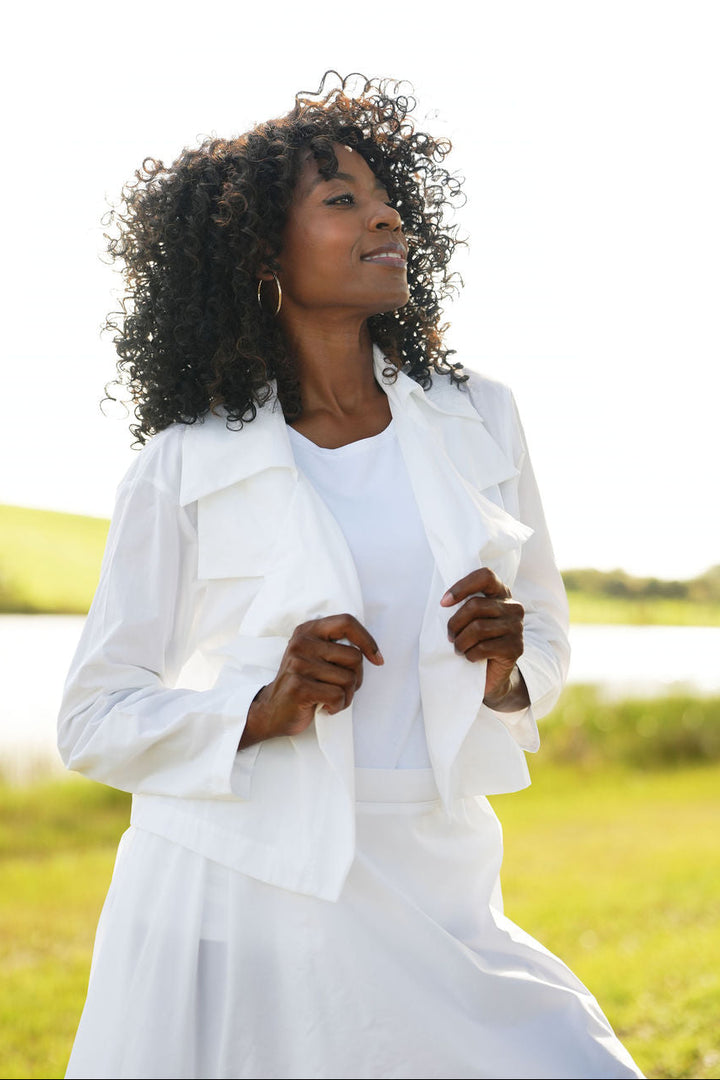 Nylon Triple Collar Jacket - White