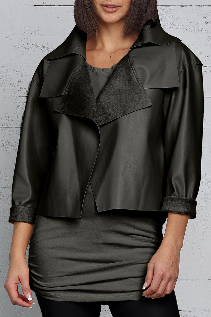 Vegan Leather Triple Collar Jacket