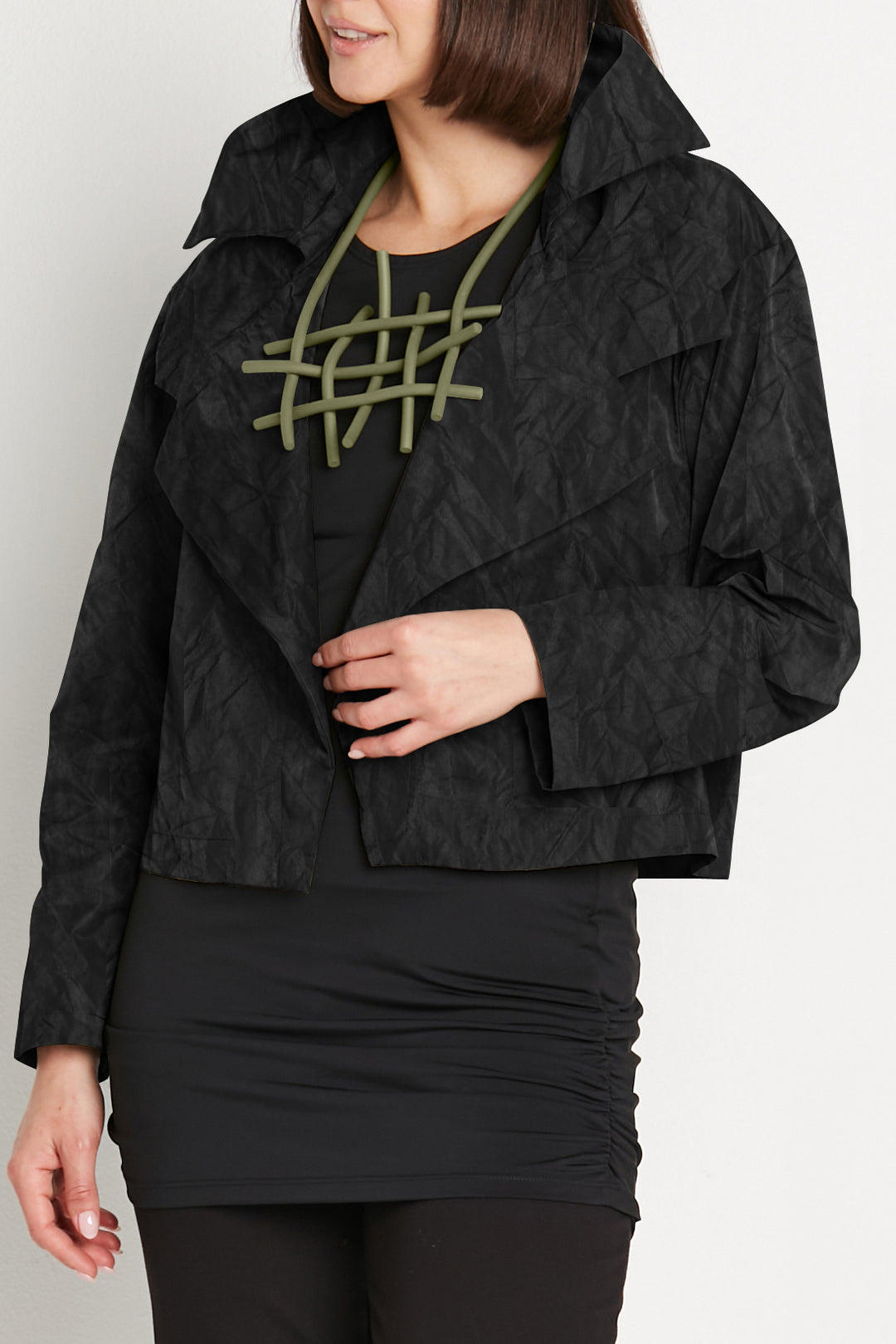 Crushed Nylon Triple Collar Jacket