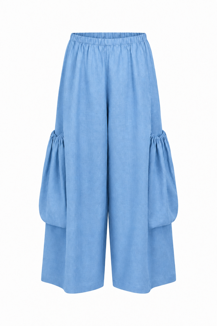 Linen Big Pocket Pants - Chambray