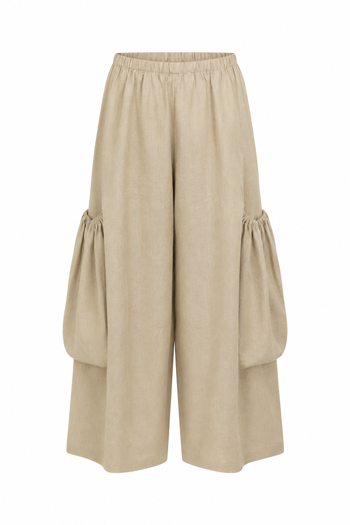 Linen Big Pocket Pants - Fawn