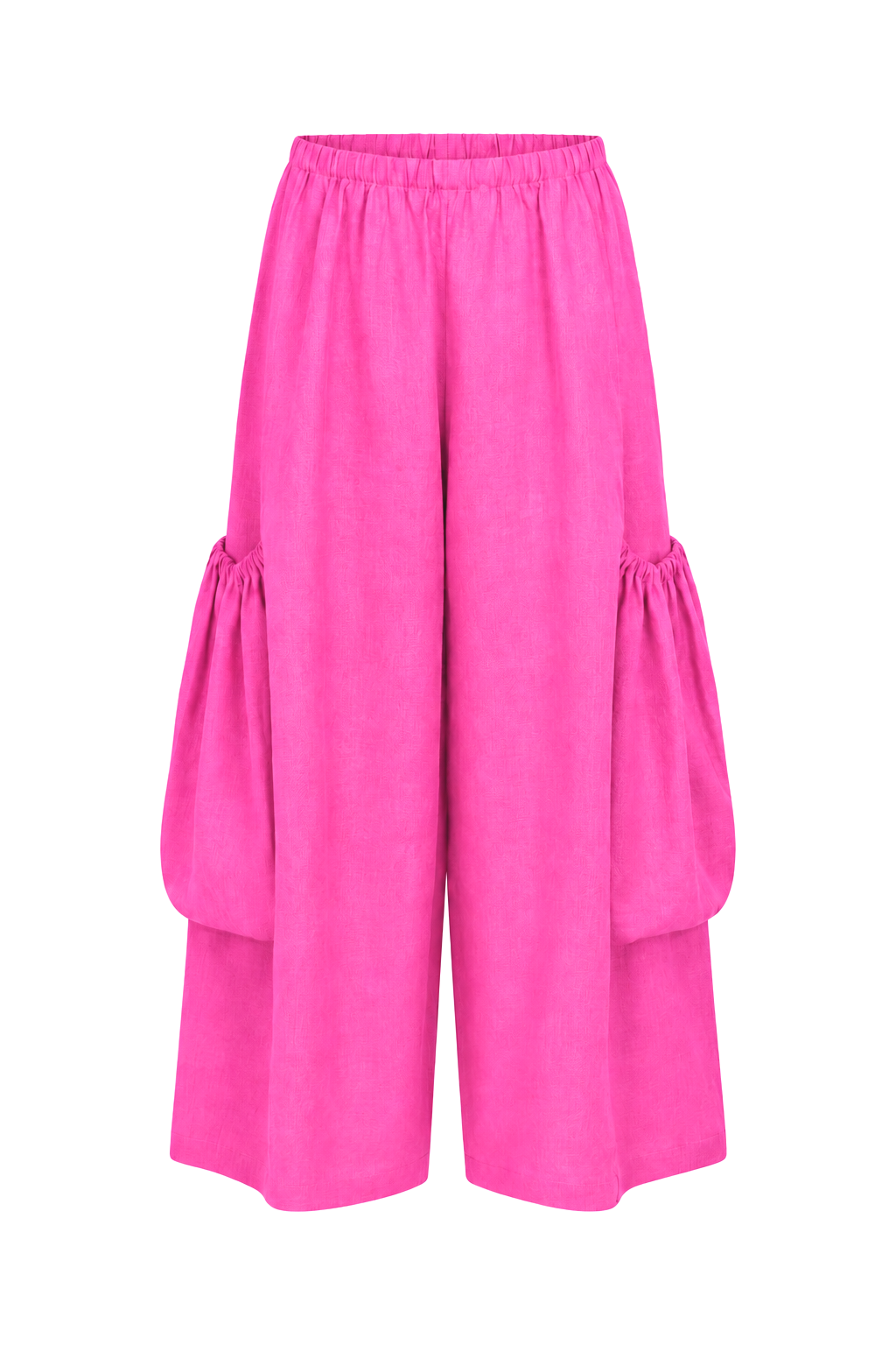Linen Big Pocket Pants - Fuchsia