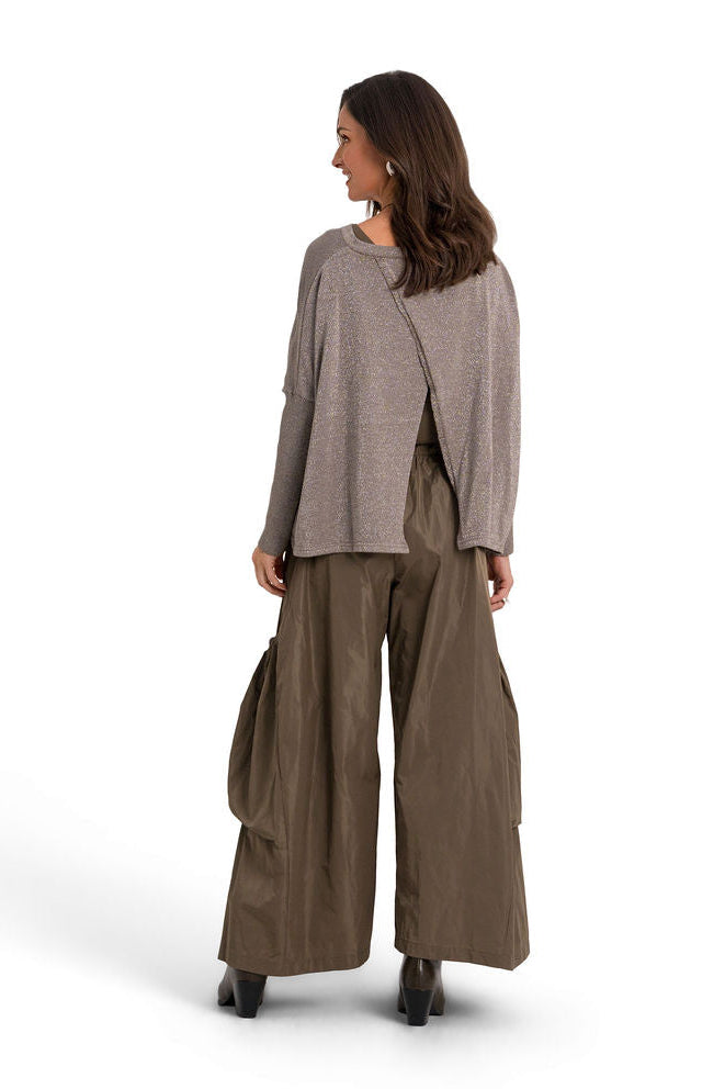 Reversible Lurex Sweater - Turtle/Silver
