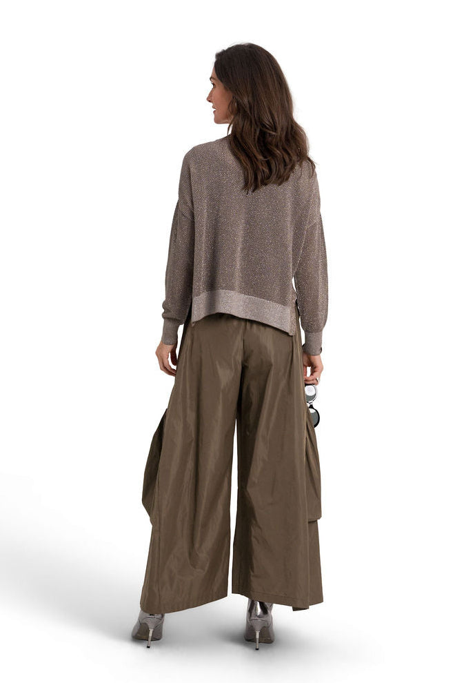 Pima Cotton Metallic Mini Seed Stitch Sweater - Turtle/Silver