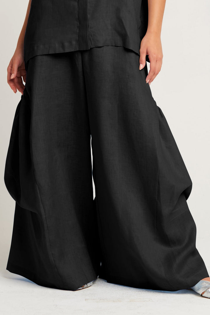 Linen Big Pocket Pants - Black