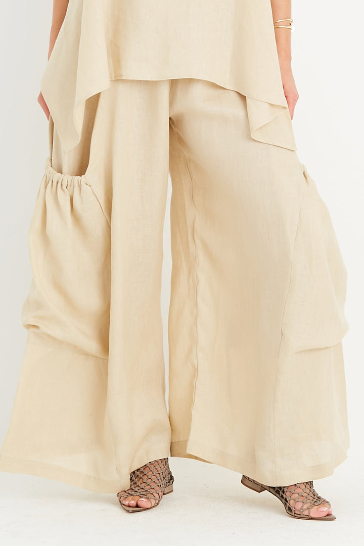 Linen Big Pocket Pants - Butter
