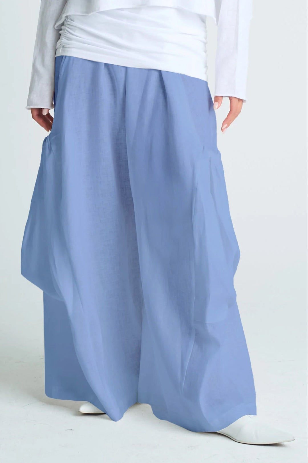 Linen Big Pocket Pants - Chambray