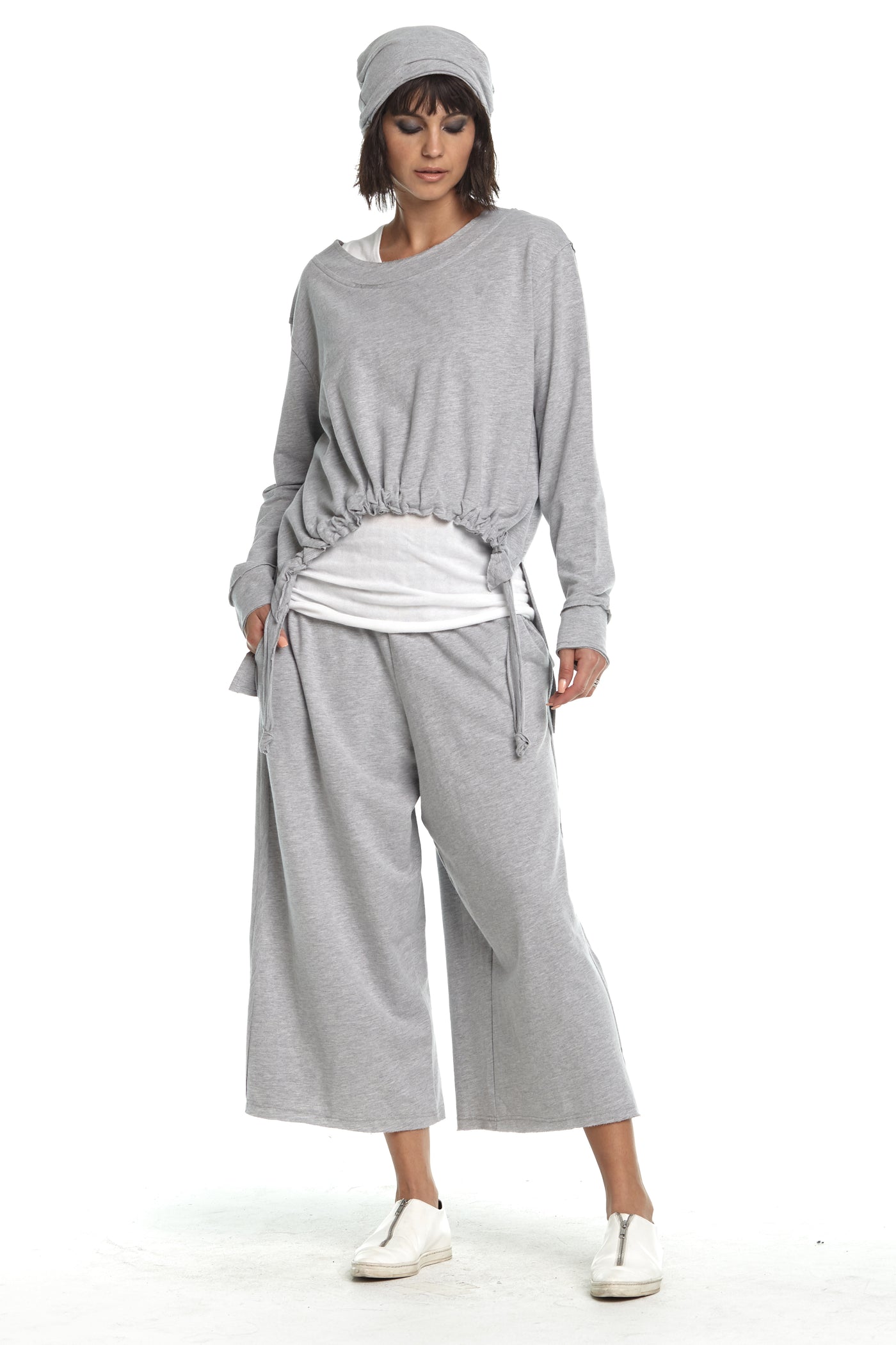 French Terry Crop Drawstring Top