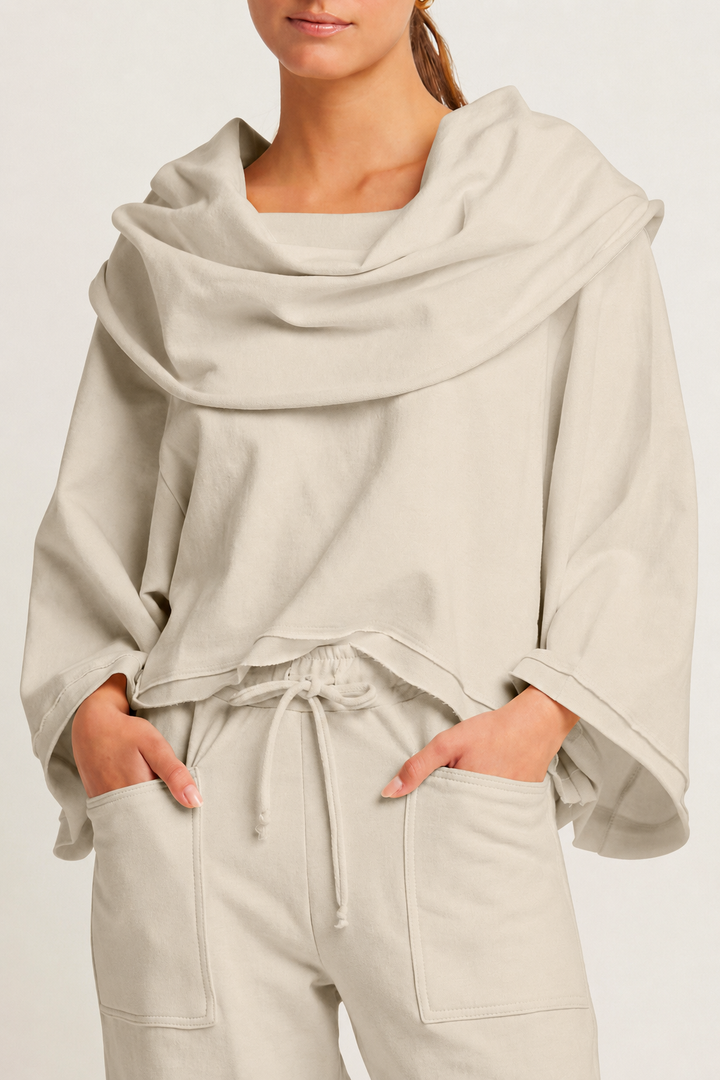 Women's French Terry Jackie O Top in Putty by PLANET