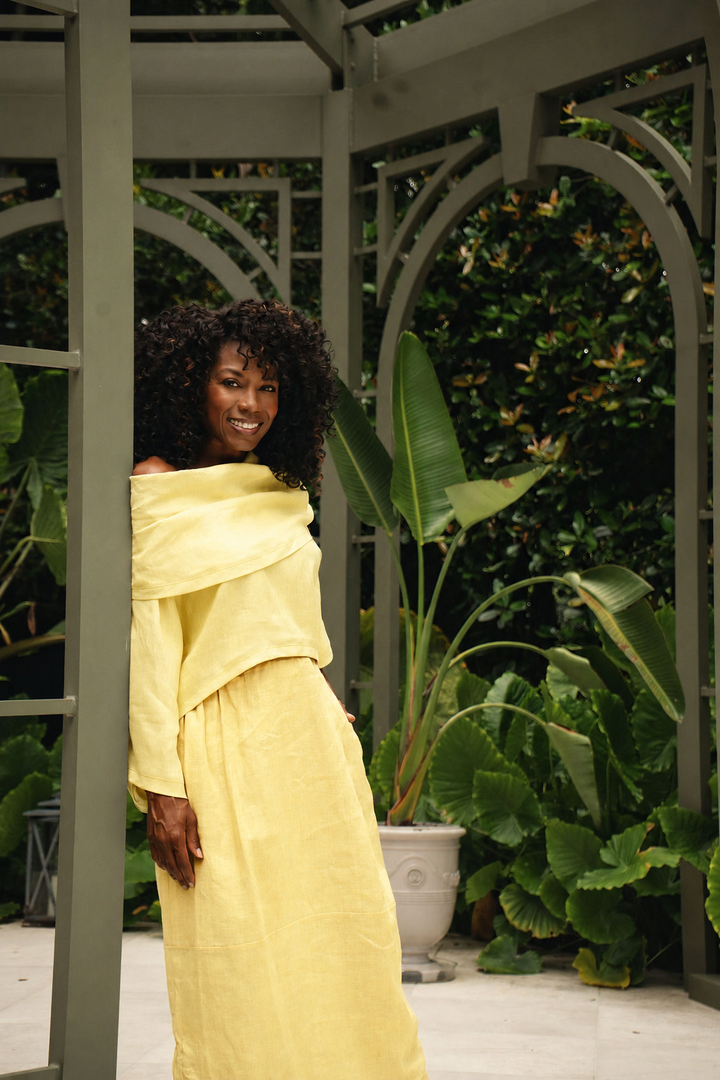 Linen Jackie O Top - Banana