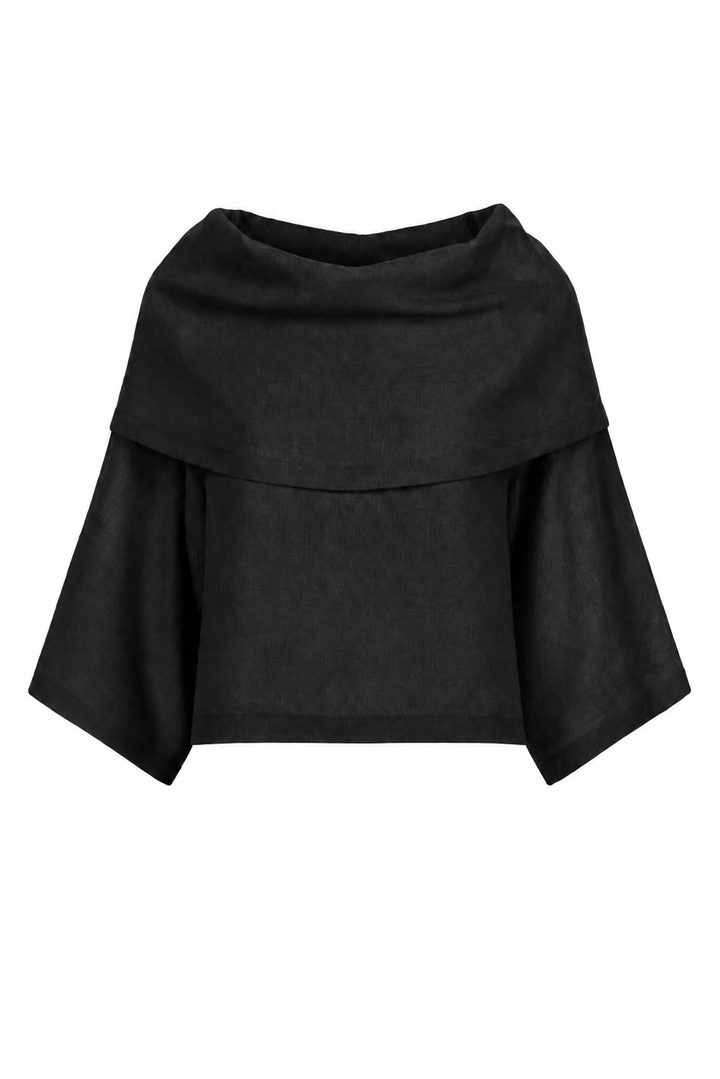 Linen Jackie O Top - Black
