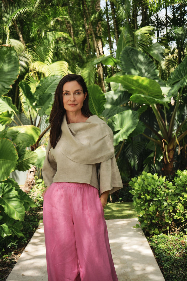 Linen Jackie O Top - Fawn