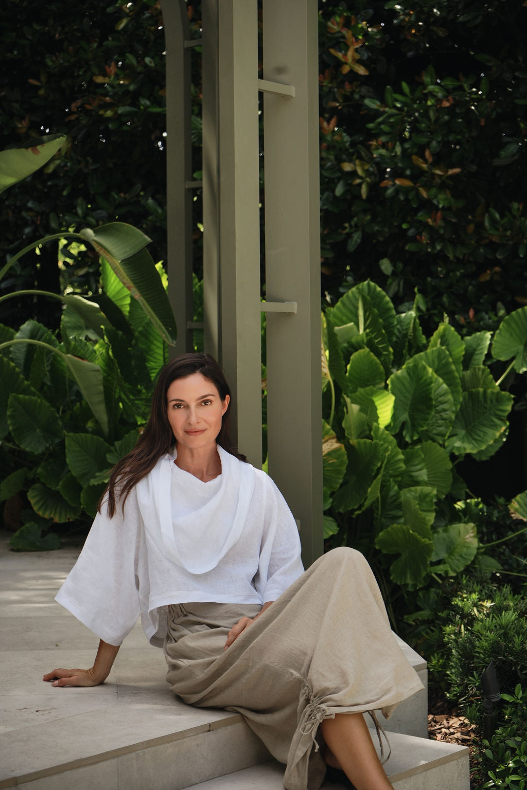 Linen Jackie O Top - White