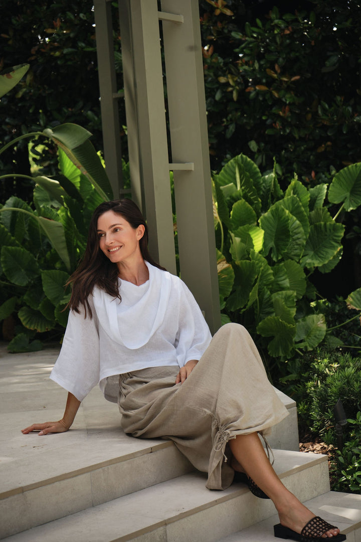Linen Bungee Skirt - Fawn